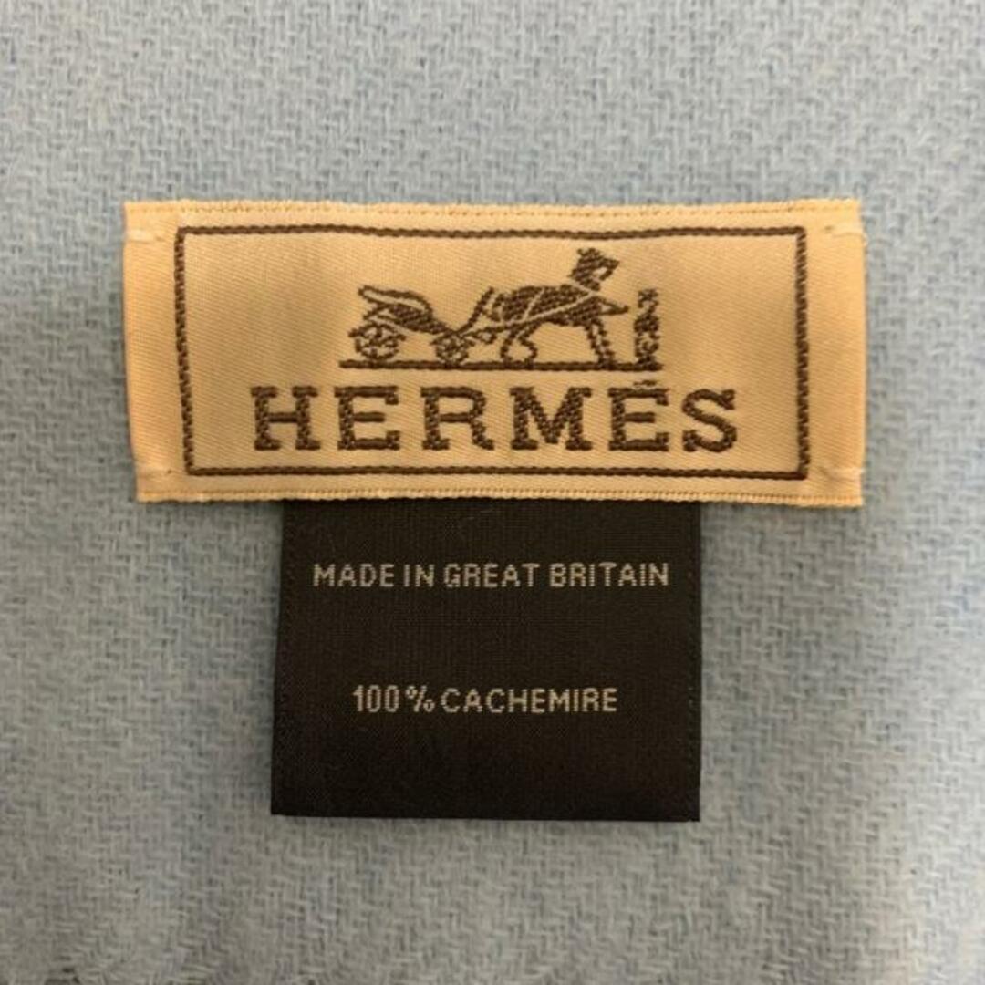Hermes(エルメス)のHERMES(エルメス) マフラー美品  - ブルー×ライトブルー カシミア レディースのファッション小物(マフラー/ショール)の商品写真