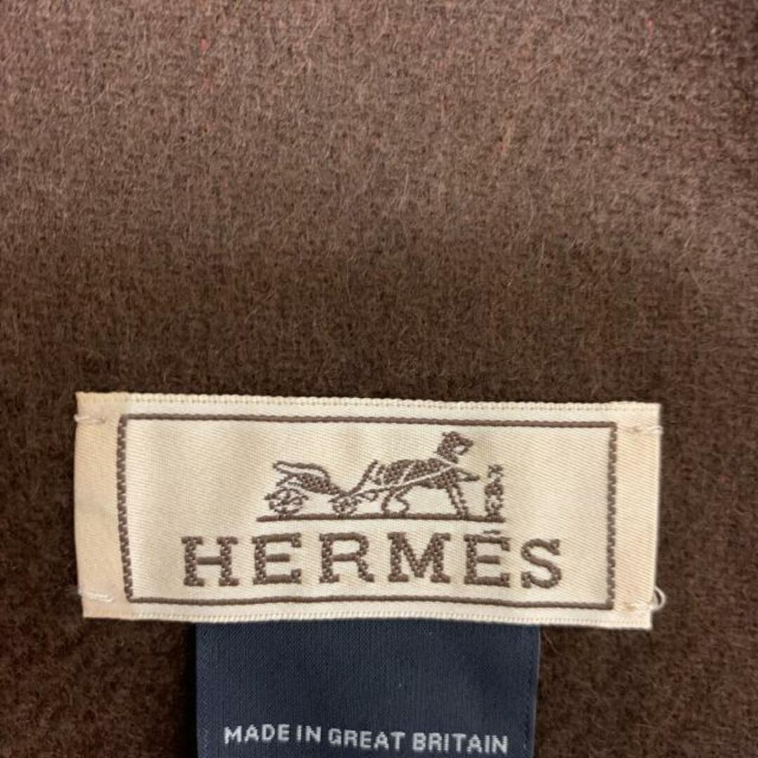 Hermes(エルメス)のHERMES(エルメス) マフラー美品  オレンジ×ブラウン カシミヤ レディースのファッション小物(マフラー/ショール)の商品写真