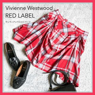 ヴィヴィアンウエストウッド(Vivienne Westwood)の【ヴィヴィアンウエストウッド】変形ドレープスカート チェック柄 ミニスカート 2(ミニスカート)