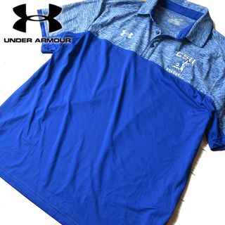 アンダーアーマー(UNDER ARMOUR)の美品 L アンダーアーマー メンズ 半袖ポロシャツ ブルー(ポロシャツ)