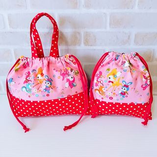 ハンドメイド♥レトロアニマルちゃん❤お弁当入れ＆コップ入れ❤(外出用品)