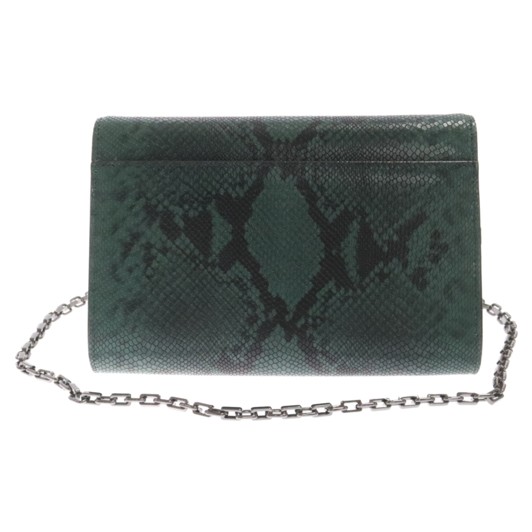 JIMMY CHOO(ジミーチュウ)のJIMMY CHOO ジミーチュウ 20AW VARENNE CLUTCH 202VARENNE CLUTCH.NKE ヴァレンヌ パイソン柄チェーンショルダーバッグ ハンドバッグ グリーン レディースのバッグ(ショルダーバッグ)の商品写真