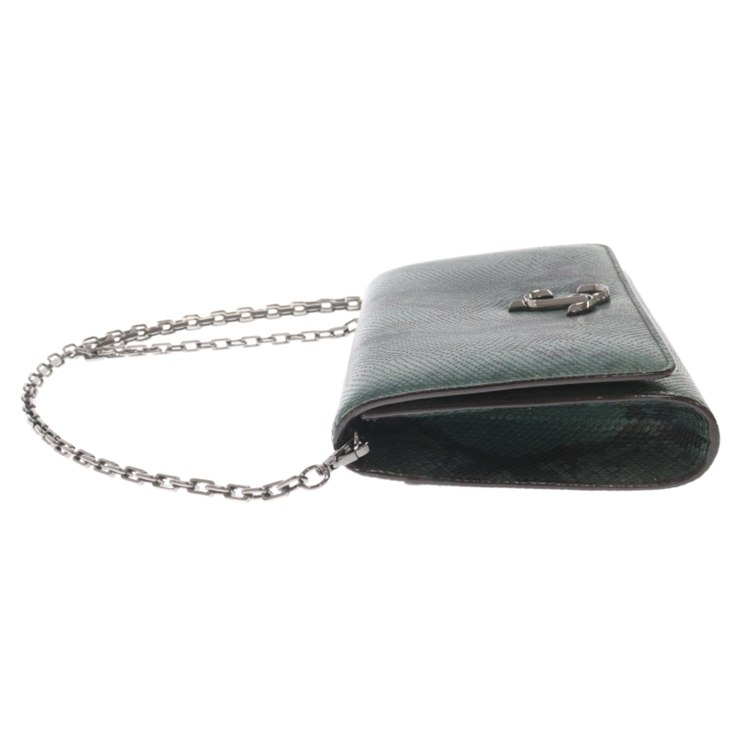 JIMMY CHOO(ジミーチュウ)のJIMMY CHOO ジミーチュウ 20AW VARENNE CLUTCH 202VARENNE CLUTCH.NKE ヴァレンヌ パイソン柄チェーンショルダーバッグ ハンドバッグ グリーン レディースのバッグ(ショルダーバッグ)の商品写真