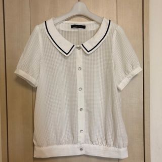 ページボーイ(PAGEBOY)のPAGEBOYホワイト 半袖シフォンブラウス(Tシャツ/カットソー(半袖/袖なし))