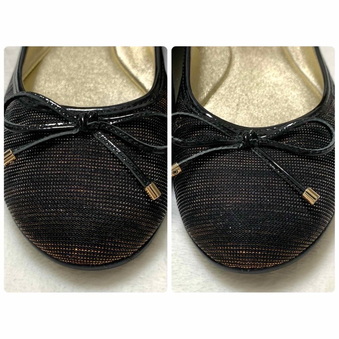 JIMMY CHOO(ジミーチュウ)の【極美品】JIMMY CHOO リボン メッシュ フラットシューズ メタリック レディースの靴/シューズ(バレエシューズ)の商品写真