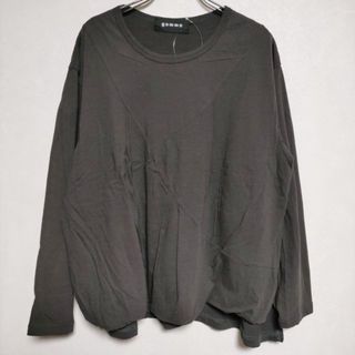 ゴム(gomme)のgomme カシミヤ混 変形ダーツ 長袖Ｔシャツ カットソー ロンＴ チャコールグレー レディース ゴム【中古】4-0407M∞(Tシャツ(長袖/七分))