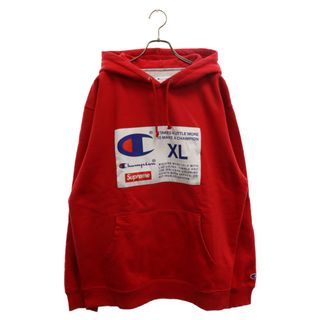 シュプリーム(Supreme)のSUPREME シュプリーム 18AW×Champion Label Hooded チャンピオン ロゴラベルパッチプルオーバーパーカー レッド(パーカー)