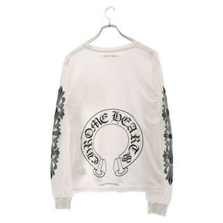 CHROME HEARTS クロムハーツ Horseshoe L/S Tee ホースシューロングスリーブTシャツ 長袖カットソー ロンT 長袖Tシャツ 袖フローラルクロスプリント ホワイト