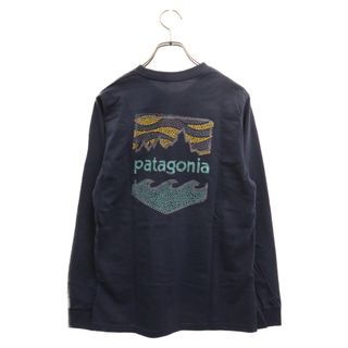 パタゴニア(patagonia)のPATAGONIA パタゴニア 16年製 M's L/S Patagonia Badge Cotton / Poly RE プリント カットソー ロンT 38965 ネイビー(Tシャツ/カットソー(七分/長袖))