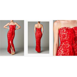 タダシショウジ(TADASHI SHOJI)の新品 USAロングドレス  CV RED  S(ロングワンピース/マキシワンピース)