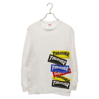 シュプリーム(Supreme)のSUPREME シュプリーム 21AW × Thrasher Multi Logo L/STee スラッシャー マルチロゴ 長袖Tシャツ ロングスリーブカットソー ホワイト(Tシャツ/カットソー(七分/長袖))