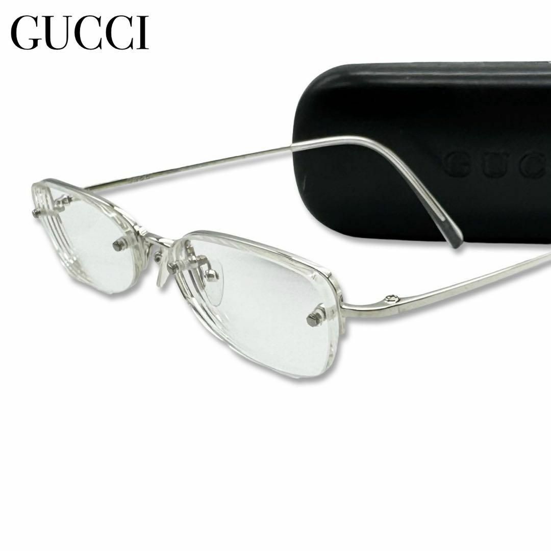 Gucci(グッチ)のGUCCI グッチ 度入り メガネ 眼鏡 レディース メンズ シルバー クリア レディースのファッション小物(サングラス/メガネ)の商品写真