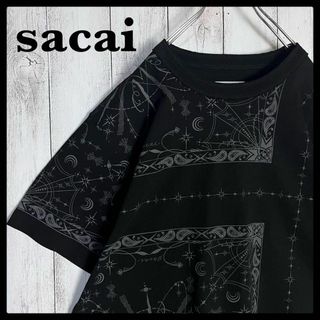 サカイ Sacai☆総柄入りTシャツ バンダナ 定番ブラック 入手困難