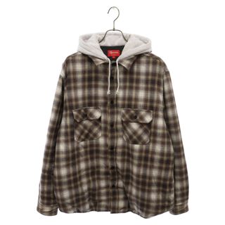 シュプリーム(Supreme)のSUPREME シュプリーム Hooded Flannel Zip Up Shirt フーデットフランネルチェックシャツ 長袖 ブラウン(シャツ)