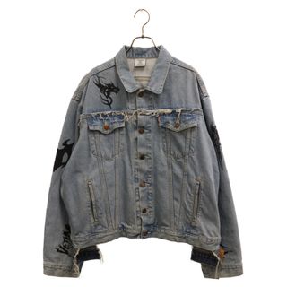 VETEMENTS ヴェトモン ×Levi's Tribal Print Oversized Denim Jacket UAH19JA312 リーバイス トライバルトラッカーデニムジャケット 再構築 インディゴ(Gジャン/デニムジャケット)