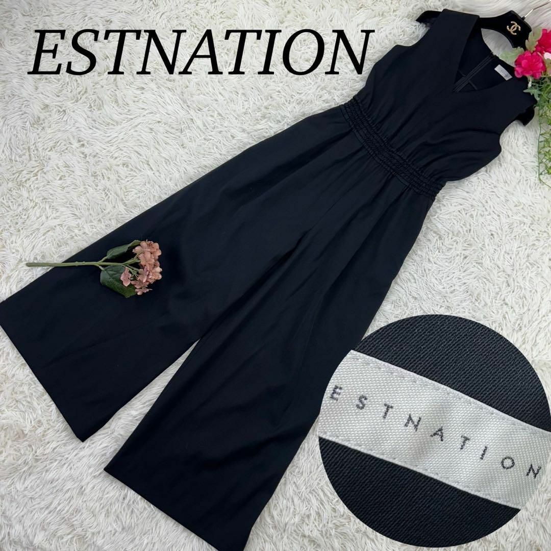 ESTNATION(エストネーション)のエストネーション レディース オールインワン ブラック 美品 S 36 レディースのパンツ(サロペット/オーバーオール)の商品写真