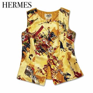 HERMES エルメス  シルク100% ベスト 洋服 イエロー レディース