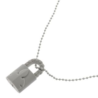 クロムハーツ(Chrome Hearts)のCHROME HEARTS クロムハーツ PADLOCK FLERKNEE SLCN パドロックフレアニー ラバーネックレス グレー(ネックレス)