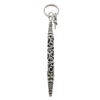 クロムハーツ(Chrome Hearts)のCHROME HEARTS クロムハーツ LARGE ROLLER & #5 DAGGER KEY RING ラージローラー ダガー キーリング キーホルダー シルバー 国内ギャランティ付き(キーホルダー)