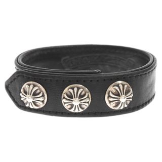 クロムハーツ(Chrome Hearts)のCHROME HEARTS クロムハーツ 3BTN 2SNP クロスボール3ボタン2スナップ レザーブレスレット ブラック(ブレスレット)