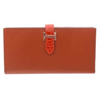 エルメス(Hermes)のHERMES エルメス アリゲーター ベアンスフレタッチ Z刻印 シルバー金具 長財布 ブリック/サンギーヌ(長財布)