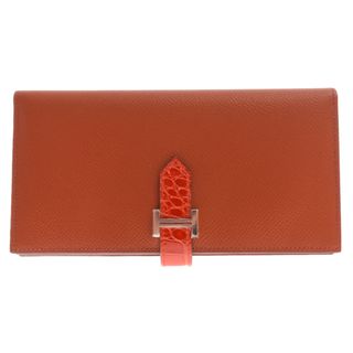 エルメス(Hermes)のHERMES エルメス アリゲーター ベアンスフレタッチ Z刻印 シルバー金具 長財布 ブリック/サンギーヌ(長財布)