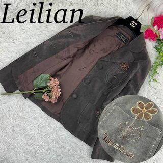 レリアン(leilian)のレリアン レディース テーラードジャケット ブラウン 花 刺繍 9 M(テーラードジャケット)