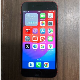 アイフォーン(iPhone)のiPhoneSE 第2世代 128GB レッド au（解除済）※本体のみ(スマートフォン本体)
