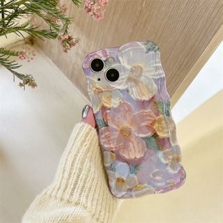 【売れ筋商品】iPhone15pro　スマホ　ケース　花柄　花　パステル　くすみ(iPhoneケース)