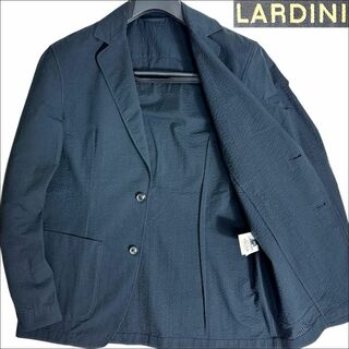 ラルディーニ(LARDINI)のJ4058 超美品 ラルディーニ シアサッカー テーラードジャケット 黒 M(テーラードジャケット)