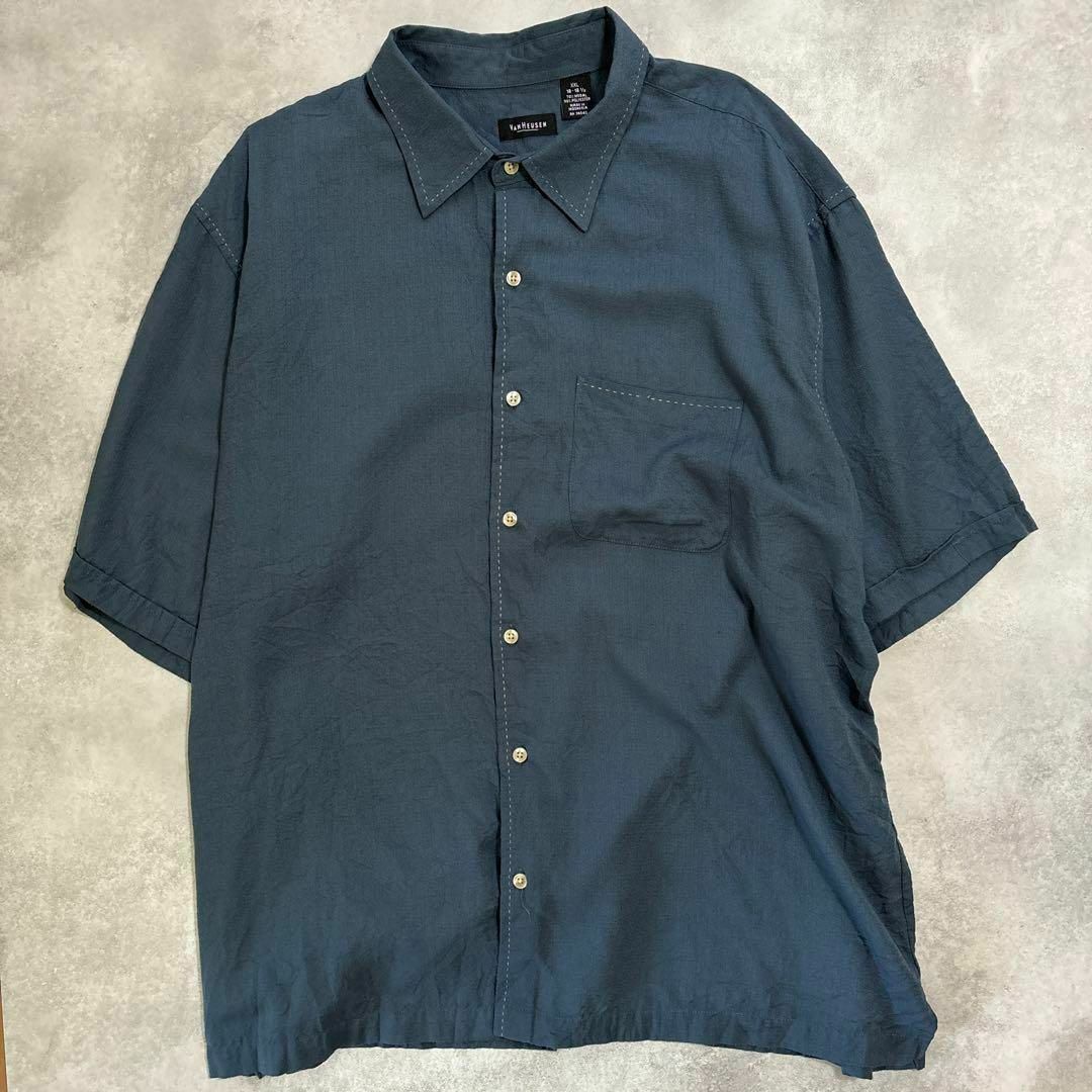 VINTAGE(ヴィンテージ)のVANHEUSEN 半袖　レーヨン　コットン　シャツ　古着　アメカジ メンズのトップス(Tシャツ/カットソー(半袖/袖なし))の商品写真