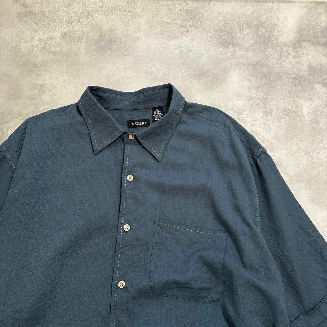 VINTAGE(ヴィンテージ)のVANHEUSEN 半袖　レーヨン　コットン　シャツ　古着　アメカジ メンズのトップス(Tシャツ/カットソー(半袖/袖なし))の商品写真