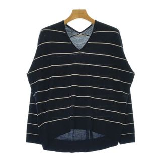 セオリーリュクス(Theory luxe)のtheory luxe ニット・セーター 38(M位) 紺x白(ボーダー) 【古着】【中古】(ニット/セーター)