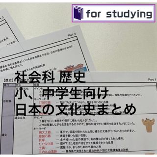 社会科  歴史 小、中学生向け 日本の文化史まとめ (語学/参考書)