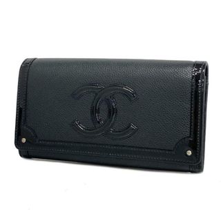 シャネル(CHANEL)の【4hc3367】シャネル 長財布/キャビアスキン/パテントレザー/ブラック/シルバー金具 【中古】 レディース(財布)