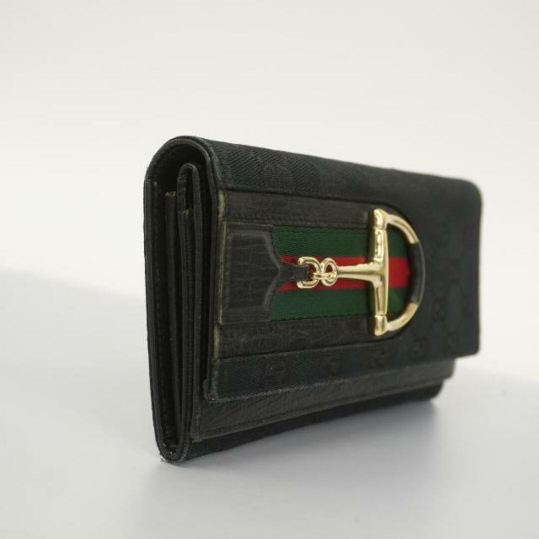 Gucci(グッチ)の【4hc3385】グッチ 長財布/GGキャンバス/シェリーライン/ホースビット/154257/キャンバス/レザー/ブラック/ゴールド金具 【中古】 レディース レディースのファッション小物(財布)の商品写真