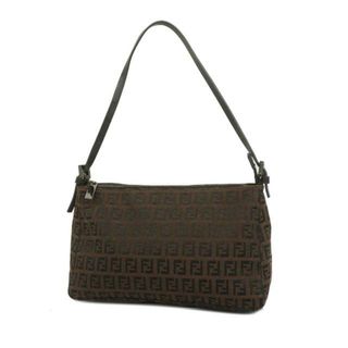 フェンディ(FENDI)の【4hc3388】フェンディ ハンドバッグ/ズッキーノ/ナイロンキャンバス/レザー/ブラウン/ブラック/シルバー金具 【中古】 レディース(ハンドバッグ)