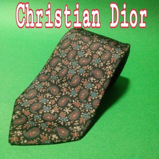 クリスチャンディオール(Christian Dior)の【極美品】  クリスチャンディオール  ペイズリー　花柄　ネクタイ 　ブラック(ネクタイ)