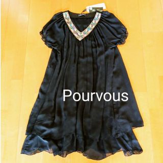 プールヴー(POURVOUS)の新品　PourVous　豪華ビジューワンピース♪(ミディアムドレス)