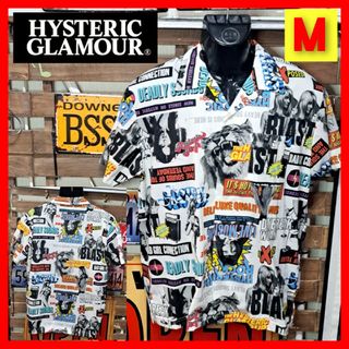 HYSTERIC GLAMOUR - 美品　ヒステリックグラマー　オープンカラー　総柄ロゴ　アロハシャツ　Ｍ