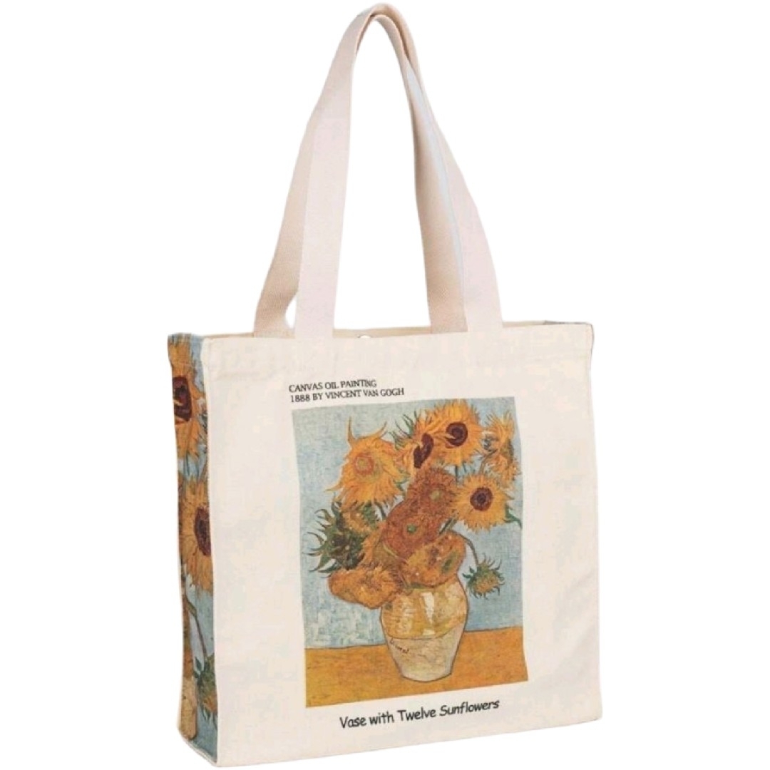 トートバッグVAN GOGHゴッホマチが広い折りたたみエコバッグ向日葵ひまわり花 レディースのバッグ(トートバッグ)の商品写真