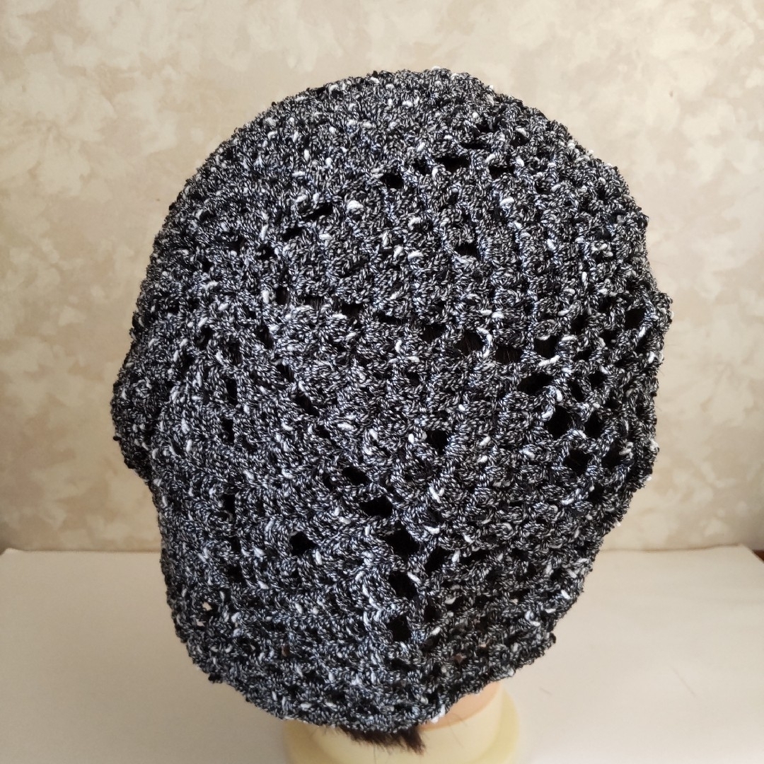 手編み　メッシュベレー帽C ハンドメイドのファッション小物(帽子)の商品写真