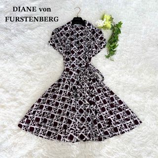 ダイアンフォンファステンバーグ(DIANE von FURSTENBERG)の美品ꕤ ダイアンフォンファステンバーグ コットンラップワンピース 半袖 4(ひざ丈ワンピース)