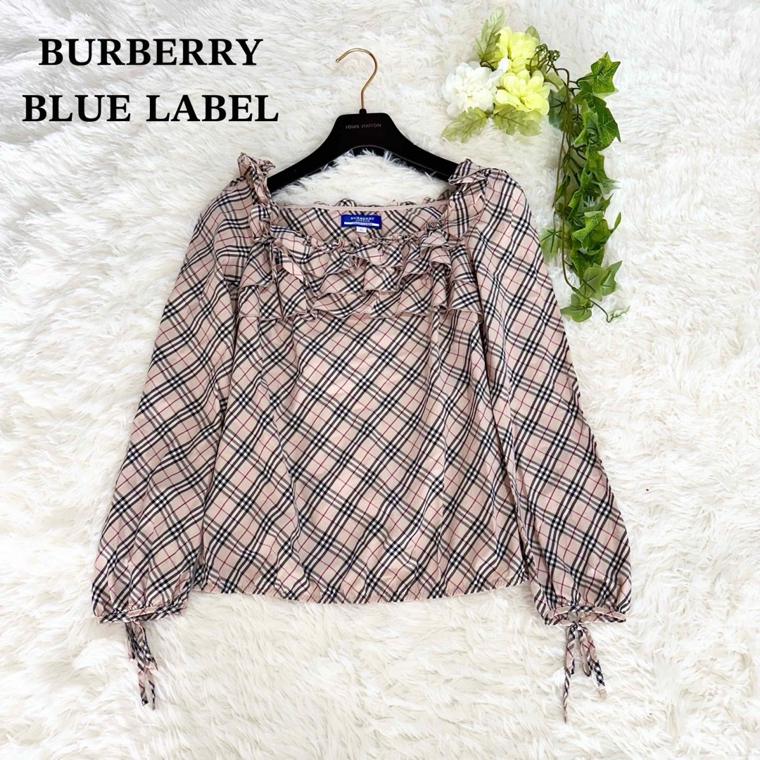 BURBERRY BLUE LABEL(バーバリーブルーレーベル)の極美品  バーバリーブルーレーベル フリル  トップス 希少 ノバチェック レディースのトップス(シャツ/ブラウス(長袖/七分))の商品写真