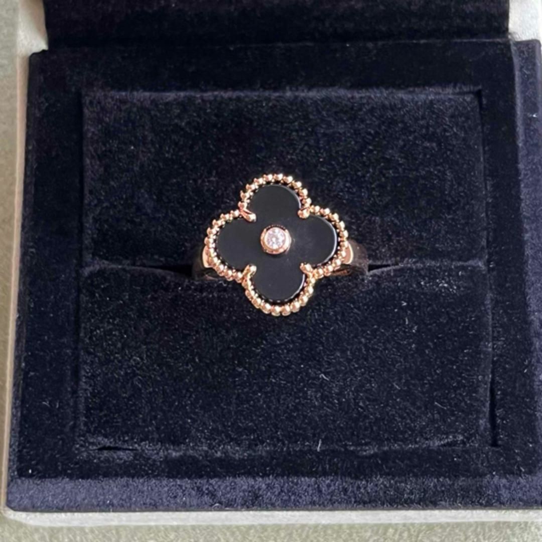 最高品質　ローズゴールド　モアサナイト　13号リング指輪 オニキス　ダイヤモンド レディースのアクセサリー(リング(指輪))の商品写真