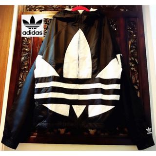 Originals（adidas） - アディダス オリジナルス 黒 ゆるだぼ ナイロン パーカー ウィンドブレーカー