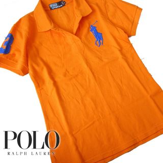 ポロラルフローレン(POLO RALPH LAUREN)の美品 S ポロバイラルフローレン メンズ ビッグポニーポロシャツ オレンジ(ポロシャツ)