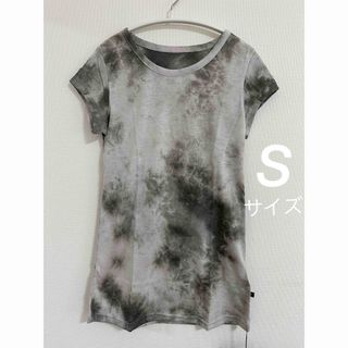 新品 ヨガ 半袖 Tシャツ ヨガウェア トップス S タイダイ柄 グレー 韓国(ヨガ)