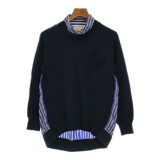 サカイ(sacai)のsacai サカイ ニット・セーター 4(XL位) 紺x青x白(ストライプ) 【古着】【中古】(ニット/セーター)