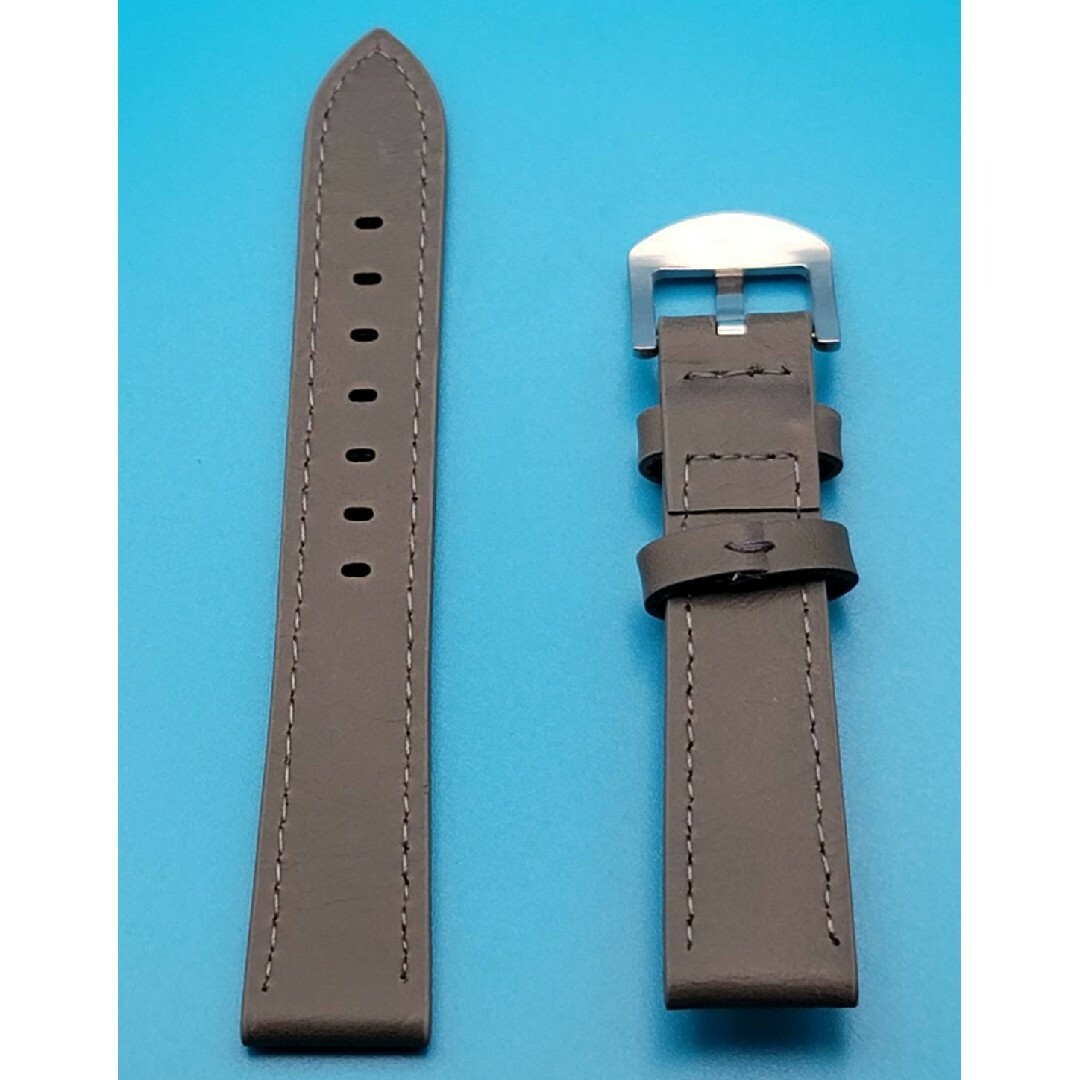 腕時計用品③⑨【未使用】取付幅18㎜ オイルレザーベルト 灰色 グレー 銀色尾錠 メンズの時計(レザーベルト)の商品写真